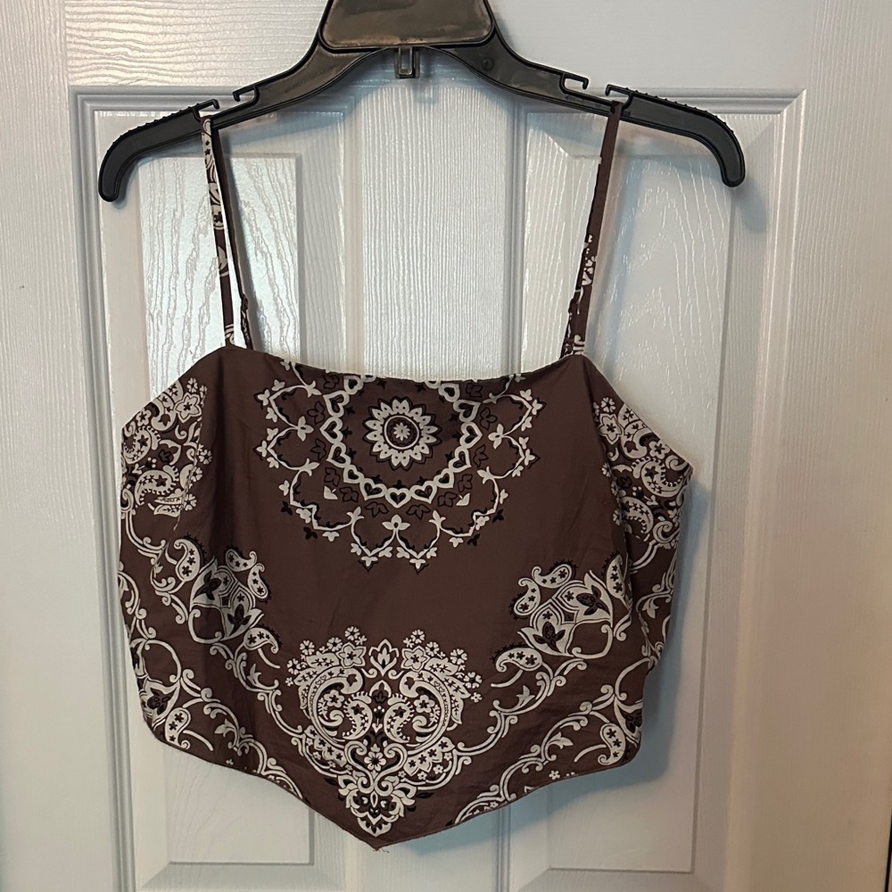 American Eagle Outfitters Brown Bandana Print Cropped Cami